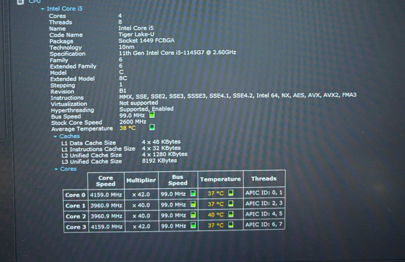 Dell Latitude 5420 Core i5-1145G7@2.6GHz 16GB RAM 256GB SSD READ  Lap200