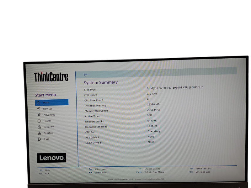 Lenovo ThinkCentre M70q Micro i3 -10100T @ 3.00GHz 16GB DDR4 Ram θ