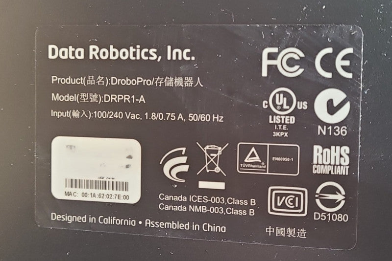 Data Robotics Drobo Pro DRPR1-A 8-Bay NAS Storage Array *READ*