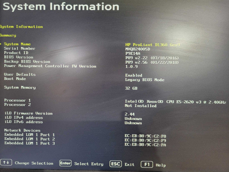 HP DL360 Gen9 1U 8x 2.5" Xeon E5-2620v3 2.40GHz, 64GB DDR4 P440ar 2x PSU !