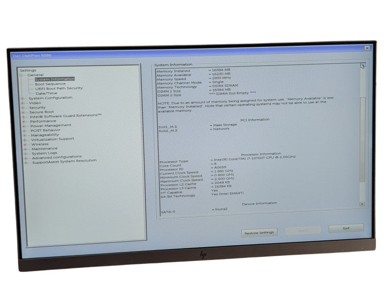 DELL OptiPlex 5080 micro Intel Core i7-10700T 16GB RAM & 512GB NVMe READ  -