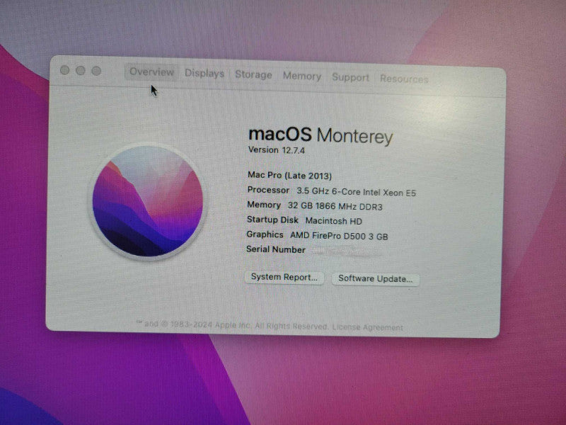 Apple Mac Pro A1481|Xeon E5-1650 v2|32GB |Firepro D500|500GB HD !