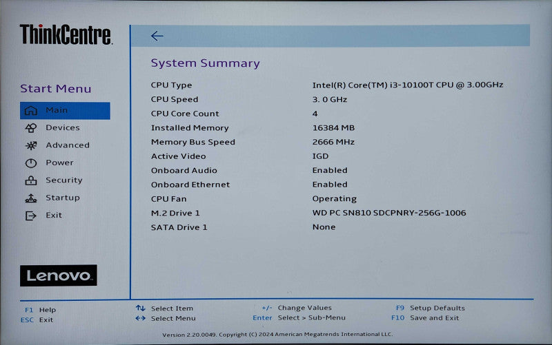 Lenovo ThinkCentre M70q, i3-10100T 3.00GHz, 16GB DDR4, 256GB NVMe, 65W PWR
