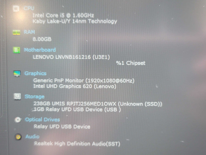 Lenovo ThinkBook 13IWL i5-8265U 8GB RAM 256B SSD  β BudLap