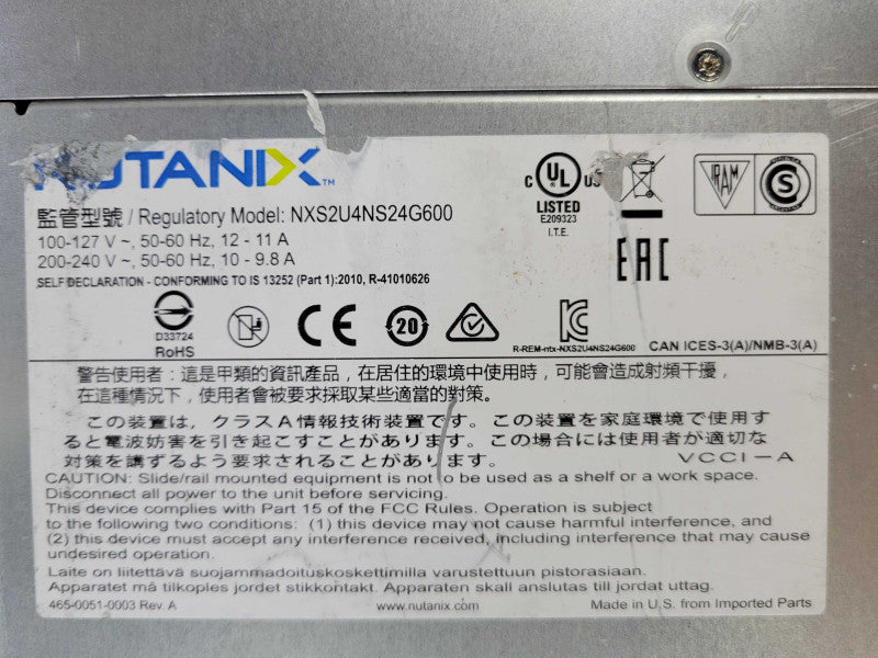 Nutanix NX-3060-G6 2U 3-Node Server w/ 6x Xeon Gold 6138, 192GB DDR4 2x PSU _