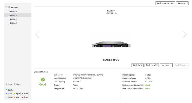 QNAP TS-469U-RP 1U 4 Bay NAS, 4x 4TB HDDs, READ