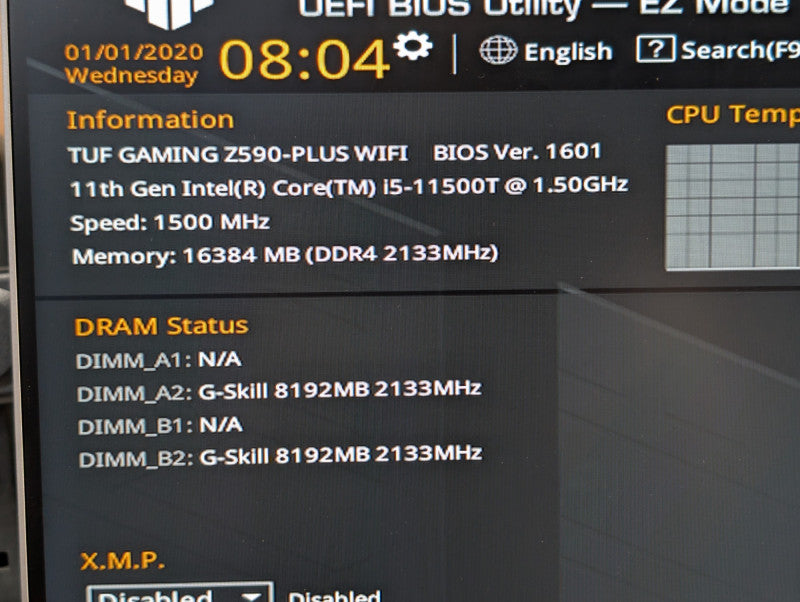 Intel Core i5-11500T CPU SRKNZ -