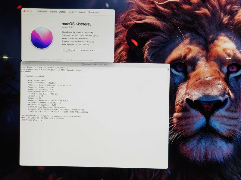 Apple iMac 27" Retina 5K 2015, i5-6500 CPU 3.20GHz 8GB RAM - 1TB HDD