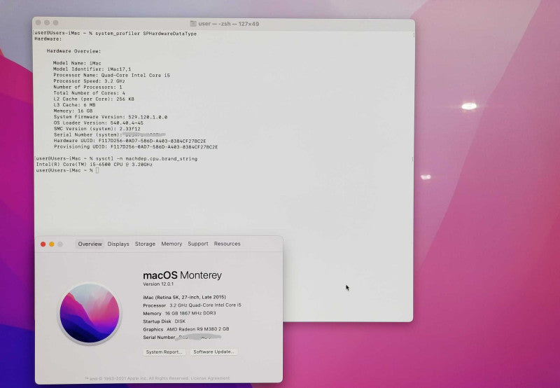 Apple iMac 27" Retina 5K 2015, i5-6500 CPU 3.20GHz 16GB RAM - 2TB HDD
