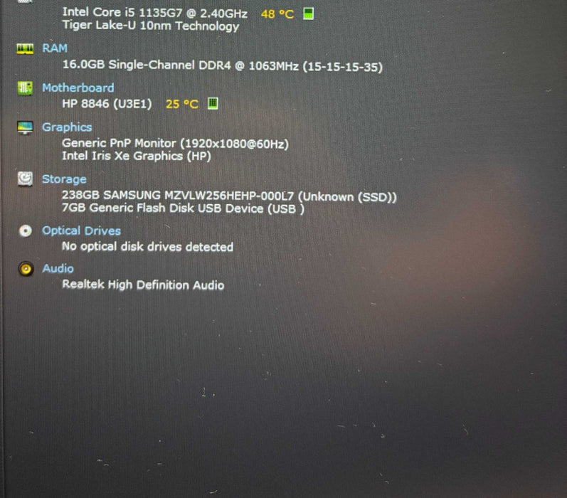 HP EliteBook 850 G8 Core i5-1125G7@2.4GHz 16GB RAM 256GB SSD READ  Lap200