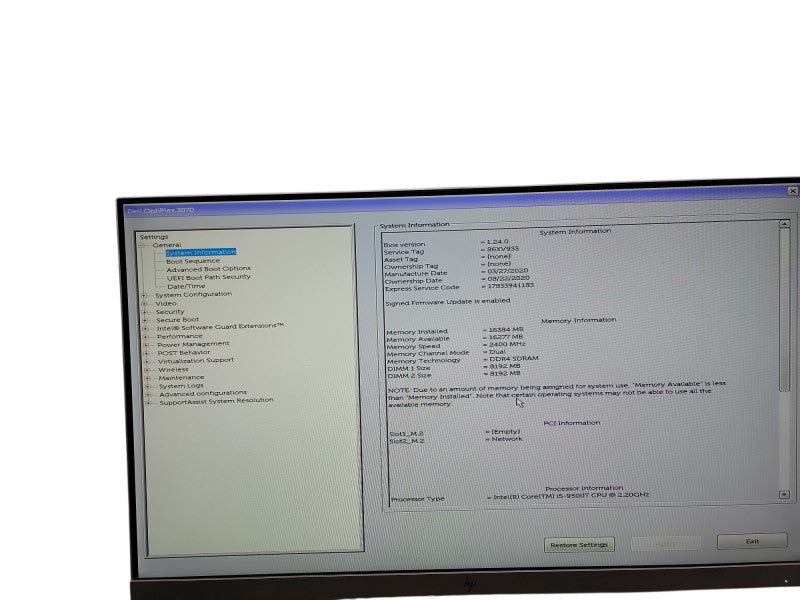 Dell OptiPlex 3070 Micro i5 - 9500T @ 2.20GHz 16GB DDR4 Ram Qθ