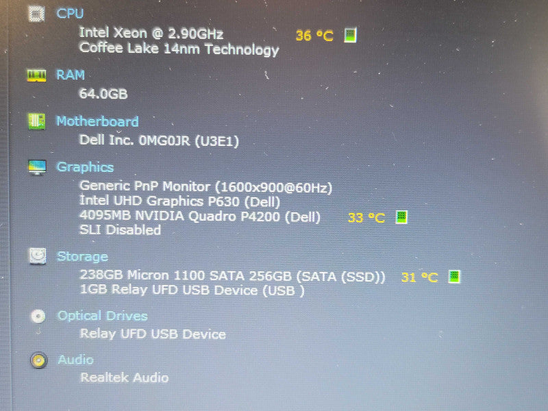 Dell Precision 7730 Xeon E-2186M 64GB DDR4 Quadro P4200 256GB SSD  β Lap200