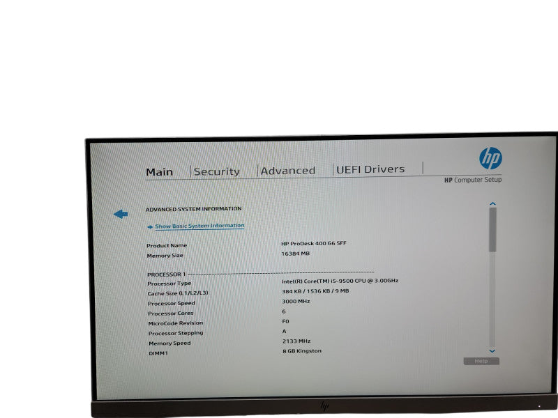 HP ProDesk 400 G6 SFF  i5 - 9500 @ 3.00GHz 16GB DDR4 Ram θ