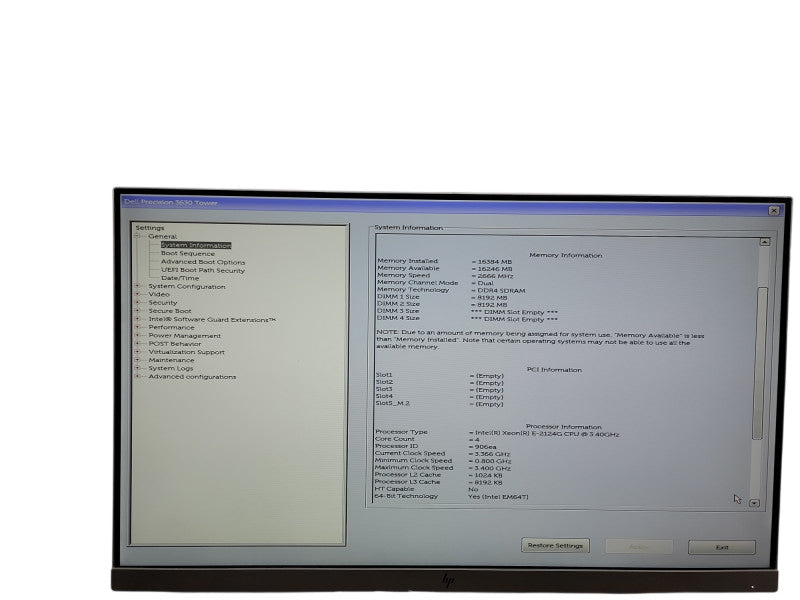 Dell Precision 3630 Tower Xeon E - 2124G @ 3.40GHz 16GB DDR4 Ram  Qθ