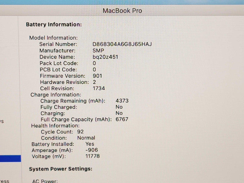 Apple Macbook Pro 2018 15" 6-Core i7-8850H @ 2.6GHz 16GB DDR4 500GB SSD (