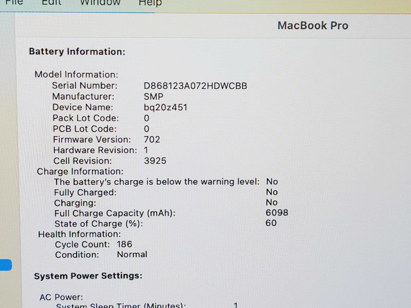 Apple Macbook Pro 2017 15" 4-Core i7-7700HQ @ 2.8GHz 16GB DDR3 250GB SSD (
