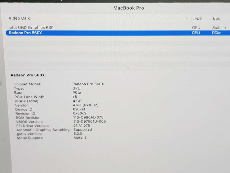 Apple Macbook Pro 2018 15" 6-Core i7-8850H @ 2.6GHz 32GB DDR4 500GB SSD (