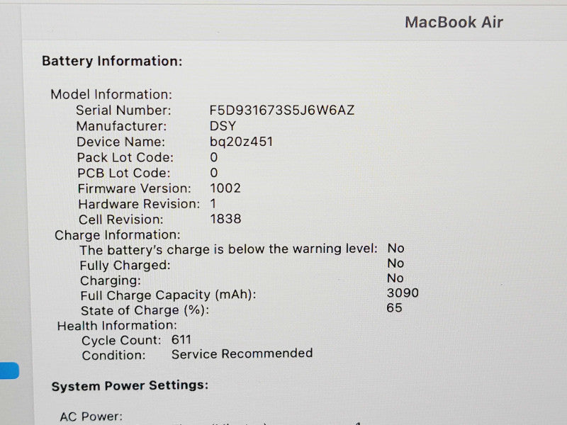 Apple Macbook Air 2019 13" 2-Core i5-8210Y @ 1.6GHz 16GB DDR3 500GB SSD (