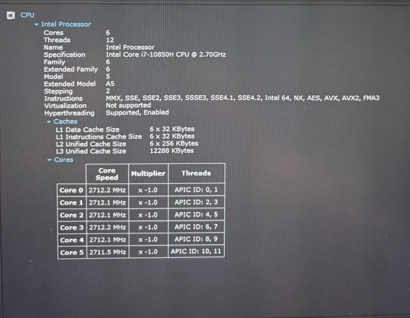 Dell Latitude 5411 Core i7-10850H@2.7GHz 16GB RAM 256GB SSD READ  Lap200
