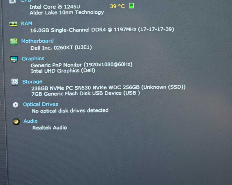 Dell Latitude 5430 Core i5-1245U@1.6GHz 16GB RAM 256GB SSD READ  Lap200