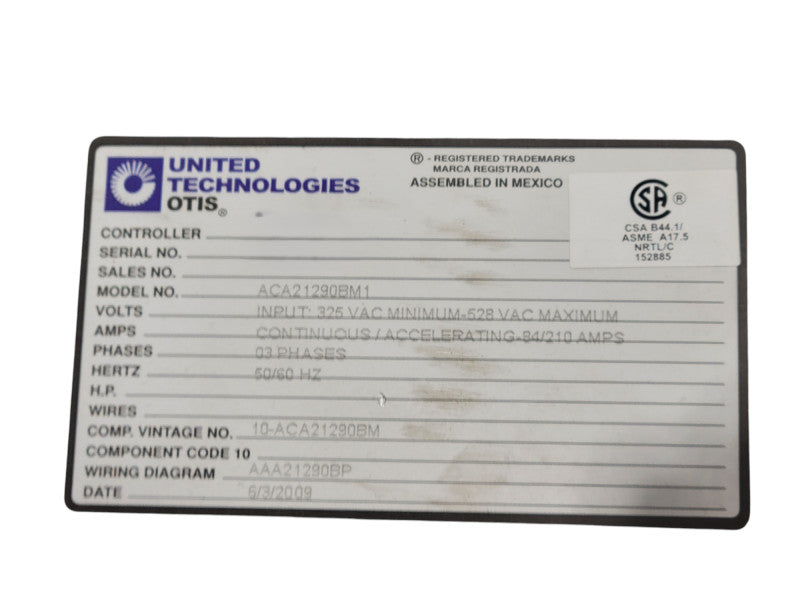 Otis Elevator / United Technologies ACA21290BM1 OVF30 Inverter 210A %