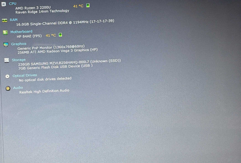 HP Laptop 15 AMD Ryzen 3 2200U@2.5GHz 16GB RAM 256GB SSD  BudLap