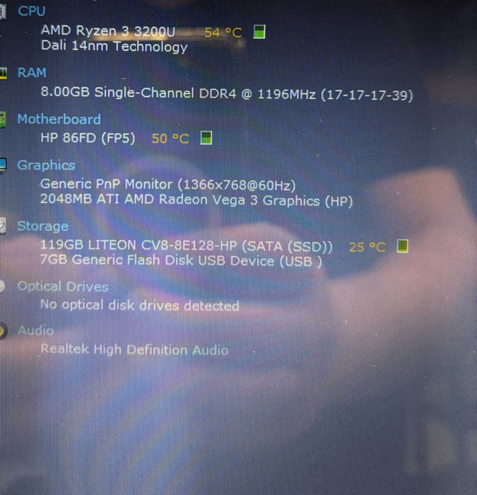 HP  Laptop 15 AMD Ryzen 3 3200U@2.6GHz 8GB RAM 128GB SSD  BudLap