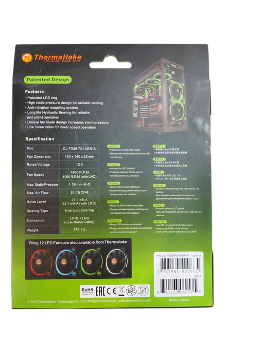 Thermaltake - Riing 14 - 140 x 25 mm - Fan - Green Base - New