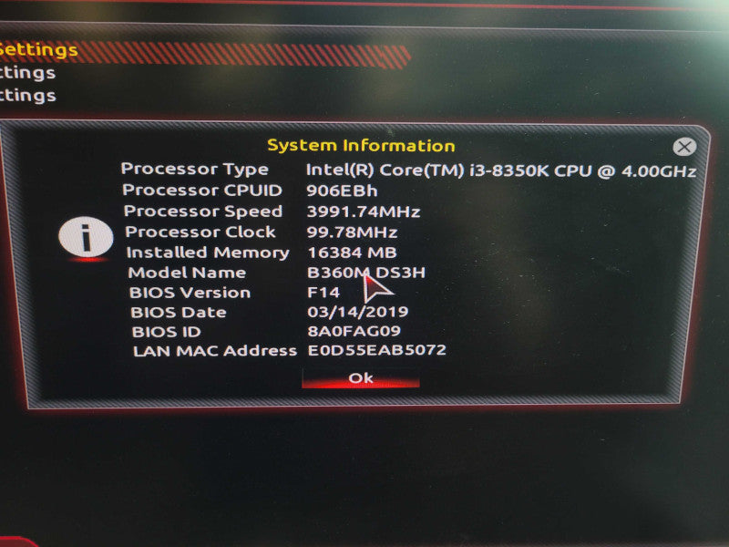 Intel Core i3-8350K GIGABYTE B360M DS3H 16GB DDR4 + I/O Sheild %