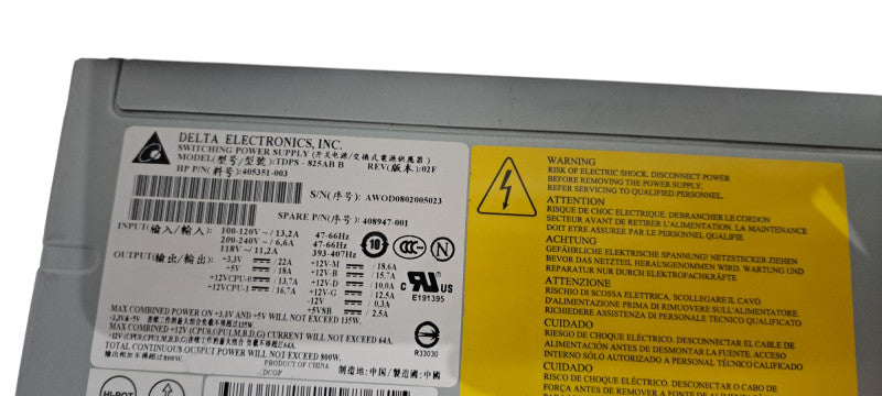 HP 825W PSU For XW8400 Workstation Model: 405351-003 TDPS-825A