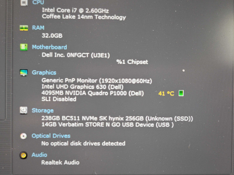 Dell Precision 5530 i7-8850H 32GB DDR4 Quadro P1000 256GB SSD  β Lap200