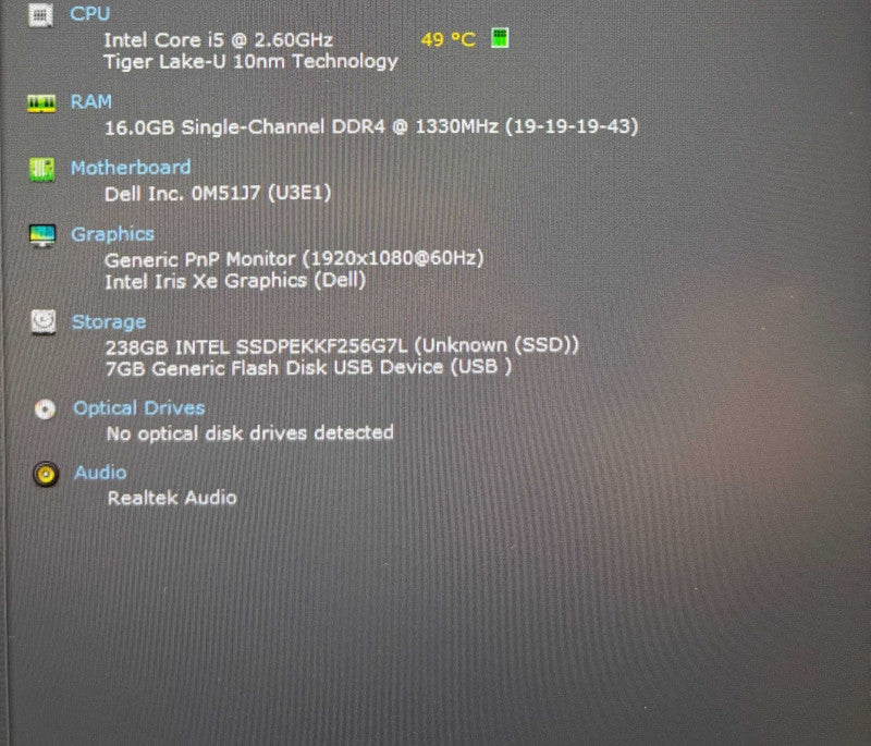Dell Latitude 5420 Core i5-1145G7@2.6GHz 16GB RAM 256GB SSD READ  Lap200