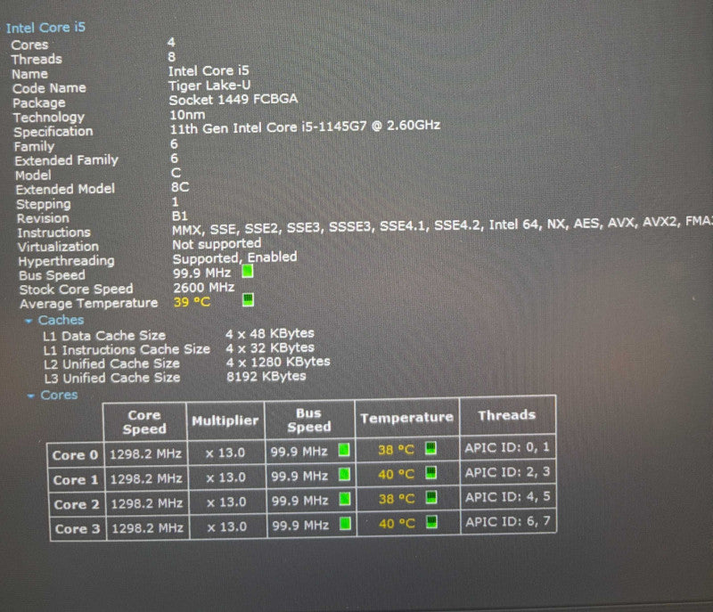 Dell Latitude 5420 Core i5-1145G7@2.6GHz 16GB RAM 256GB SSD READ  Lap200