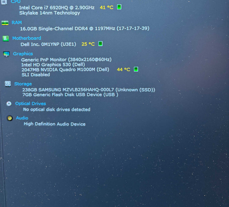 Dell Precision 7510 4K LCD i7-6920HQ QUADRO M1000M 2GB GPU 16GB RAM 256SSD Q Lap200