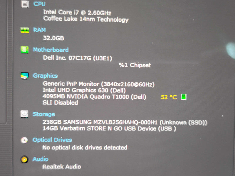 Dell Precision 5540 i7-9750H 32GB DDR4 Quadro T1000 256GB SSD 4K TOUCH  β Lap200