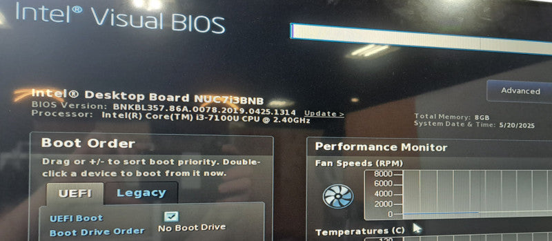 Intel NUC BOXNUC7i3BNH Mini PC Intel i3-7100U|8GB RAM| NO HDD