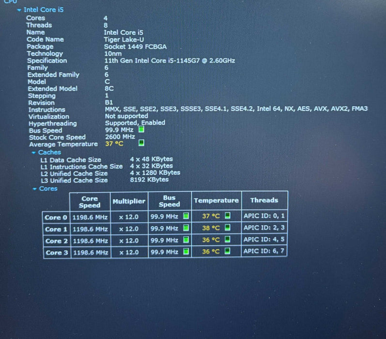 Dell Latitude 5520 Core i5-1145G7@2.6GHz 16GB RAM 256GB SSD  Lap200