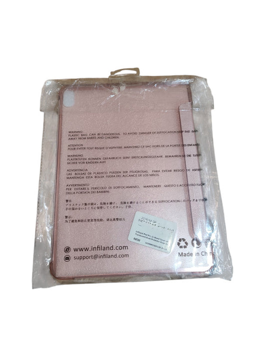INFILAND iPad Pro 11 Stand Cover with Translucent Back Protector Rose Gold