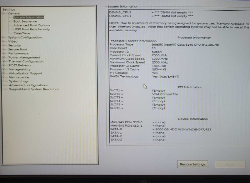 Dell Precision 7820 Xeon Gold 6140, 96GB DDR4, QUADRO K2000, 2TB HDD, 950W PSU _
