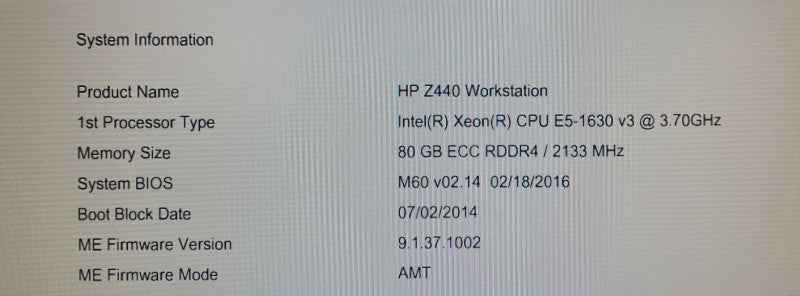 HP Z440 Workstation | Xeon E5-1630 v3 | 80GB DDR4 | K2200 | 256GB SSD