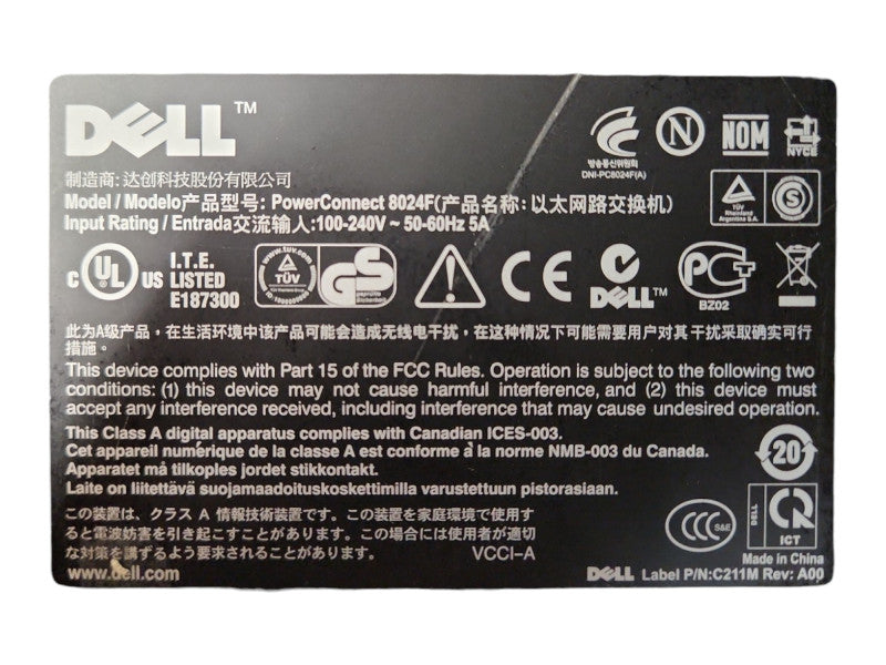 Dell PowerConnect 8024F, 24-Port 10G SFP+ Switch, 2x PSU