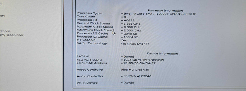 Dell OptiPlex 5080 Micro | Core i7-10700T @2.00GHz, 16GB DDR4, 1TB NVMe