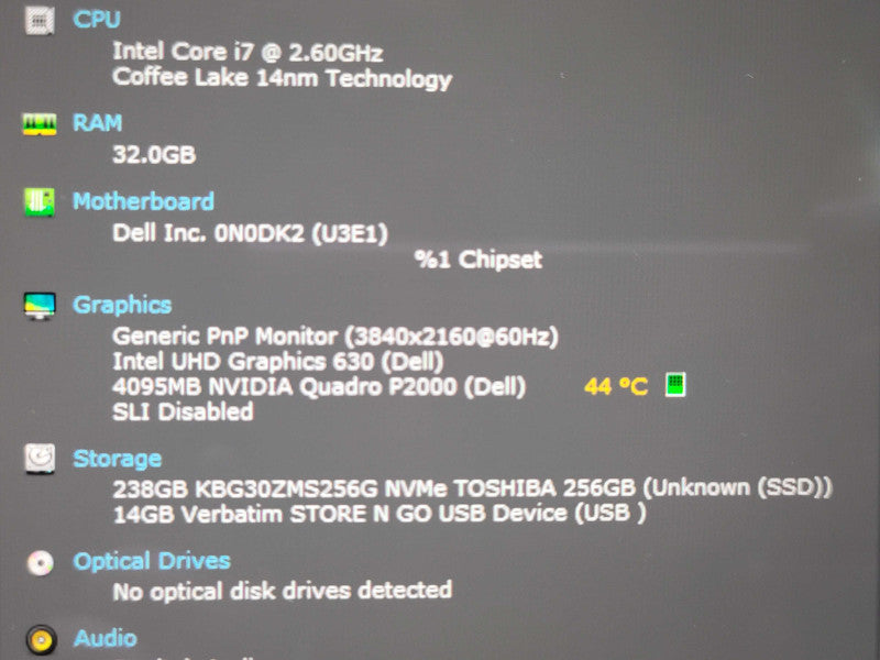 Dell Precision 5530 i7-8750H 32GB DDR4 Quadro P2000 256GB SSD  β Lap200