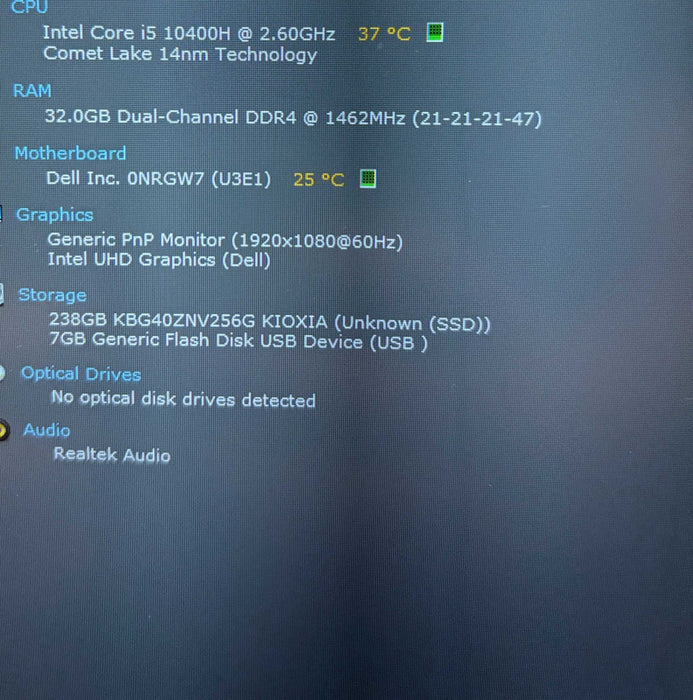 Dell Precision 7750 i5-10400H@2.6GHz Intel UHD GPU 32GB RAM 256GB SSD  Lap200