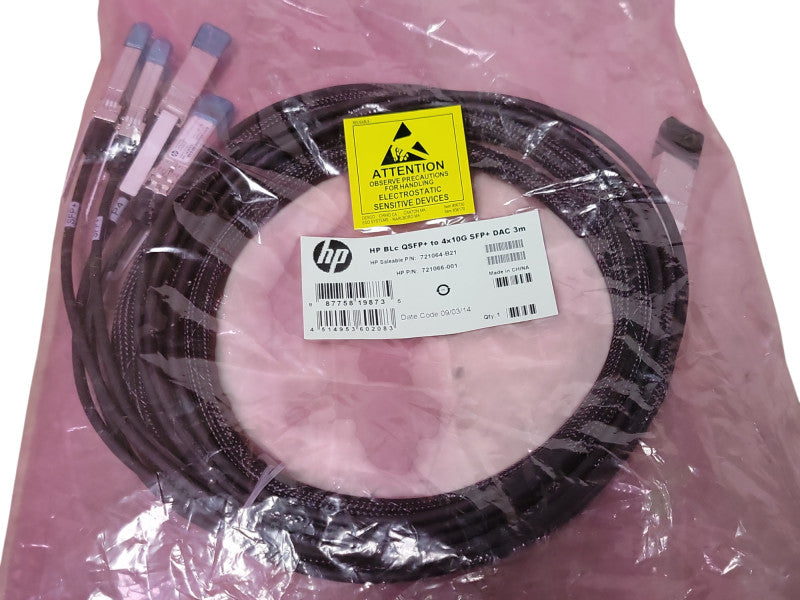 HP BLc QSFP+ to 4x 10G SFP+ DAC 3m 721064-B21 721066-001 _