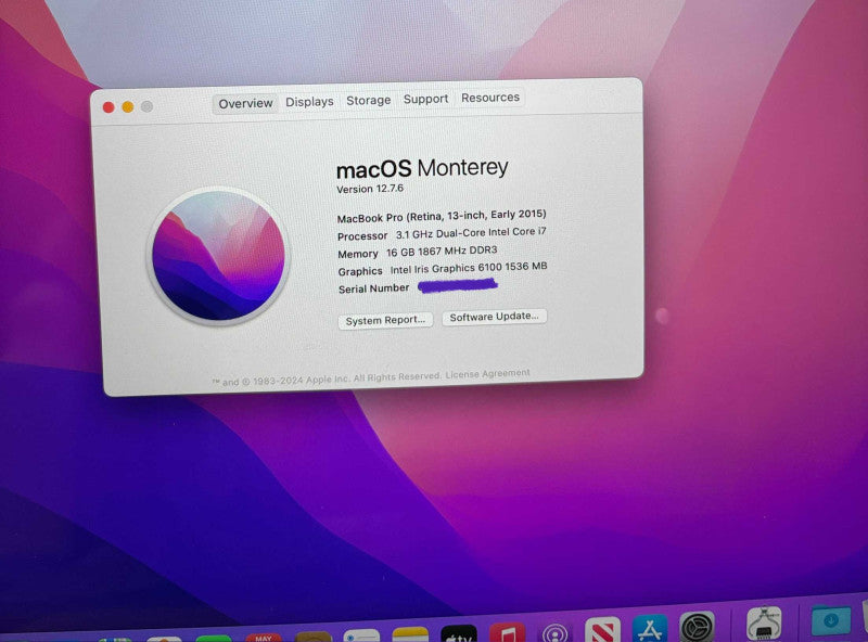 Apple MacBook Pro  Retina 13" Early 2015 i7-5557U@3.1GHz 16GB RAM 512GB SSD