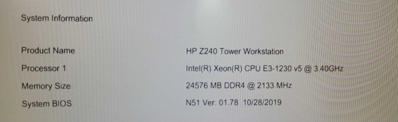 HP Z240 Workstation | Xeon E3-1230 v5 | 24GB DDR4 | Quadro K420 | NO HDD