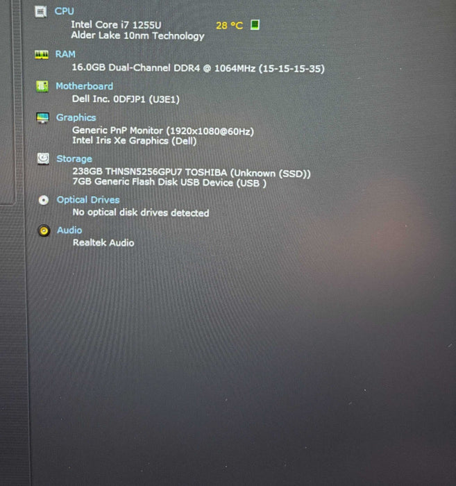 Dell Latitude 5530 Core i7-1255U@1.7GHz 16GB RAM 256GB SSD READ  Lap200