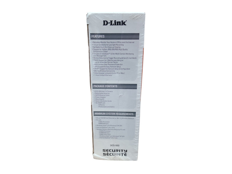D-LINK DCS-920 Wireless-G Internet Camera *SEALED* Q