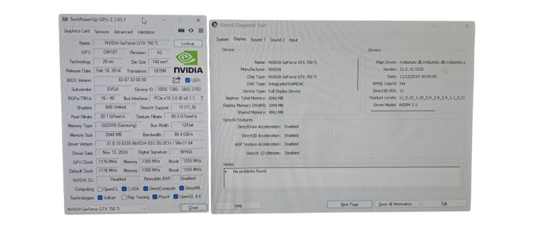 NVIDIA GEFORCE GTX 750 TI SC 2GB GDDR5  GPU